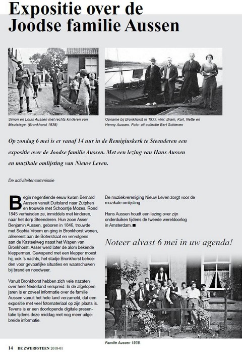 Zwerfsteen artikel expositie fam. Aussen